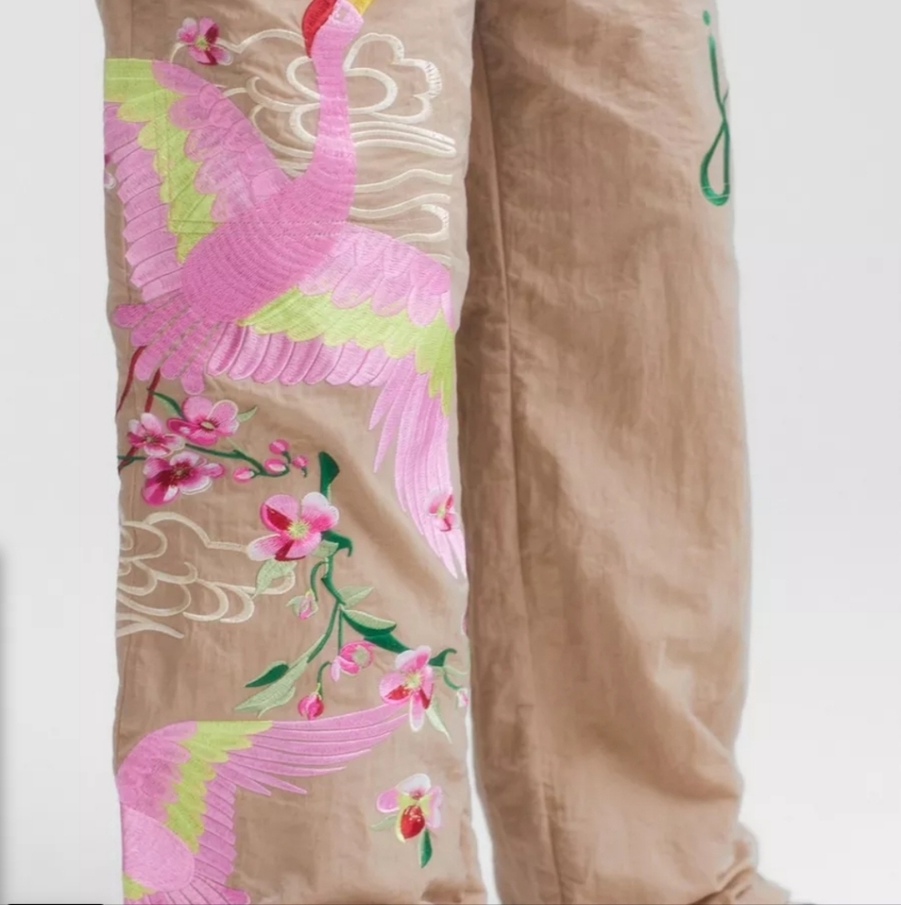 NASTY GAL Embroided Parachute Cargo Pants